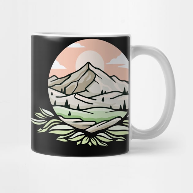 Modern Icon in Flat Design Concept Landscape Mountain by Protshirtdesign